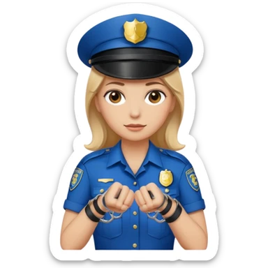 police woman hand cuffs one hand sticker