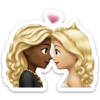 2 women princesses couple blonde kiss sticker