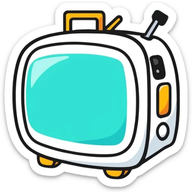 red and black streaming video logo sticker