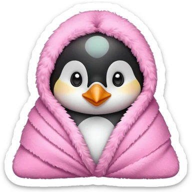 Cute penguin wrapped on pink blanket sticker