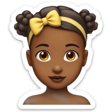 A baby girl with a bow head band on the head sticker