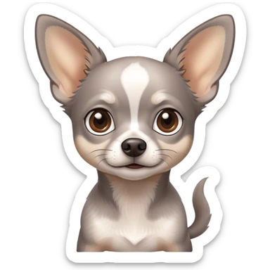 Een grijze chihuahua met bruine vlekjes en blauwe ogen. sticker