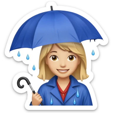 People getting wet (umbrella, dripping hair) sticker