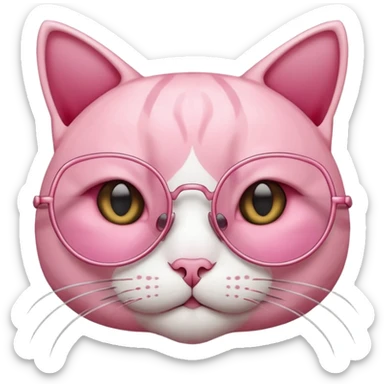 Rose pink glasses, cat type shaped. Negative: cat. sticker