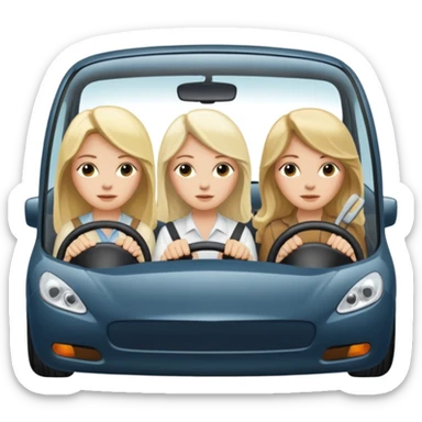 two long hair blondes and one long hair brunette, white female, driving a car sticker