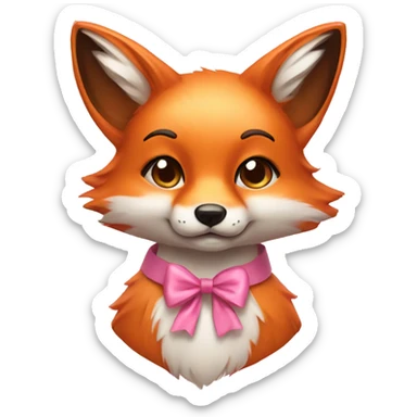 fox wearing a cute pink bow  sticker