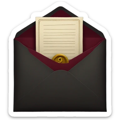 black envelope with burgundy wax seal sticker