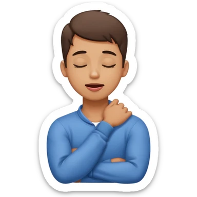 Arms crossed holding neck with tongue out and closed eyes guy sticker