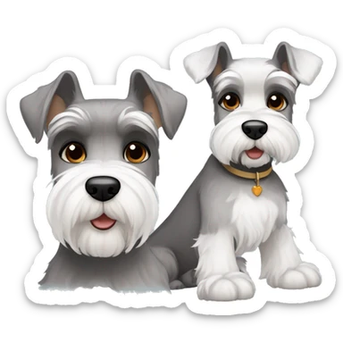 One big gray brown eyed schnauzer with one small all white schnauzer  sticker