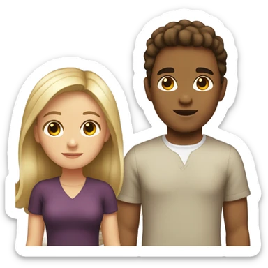 Puerto rican beard short brown hair boy and blond long hair girl couple sticker