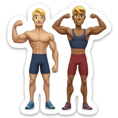 one muscular anm and one skinny arm sticker