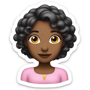 Reina cabello rosa oscuro con corona piel blanca sticker