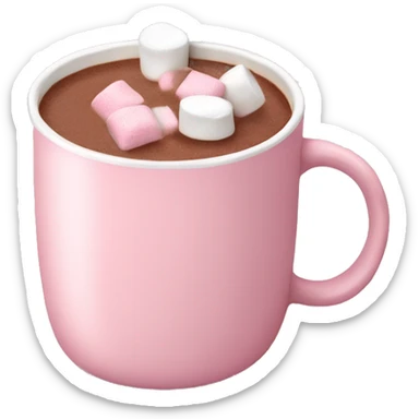 Light Pink mug of hot chocolate with marshmallows  sticker