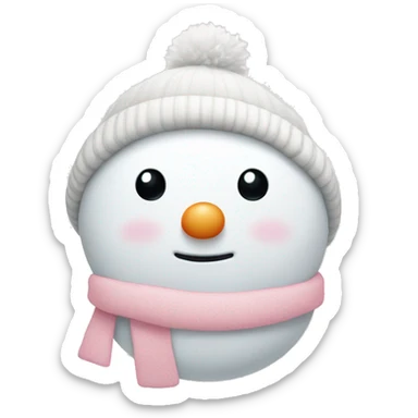 Cute white and light pink snowman sticker