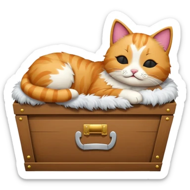 cute cat in a coffin, emoji style sticker