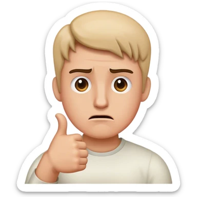 Confused faced with thumbs down sticker