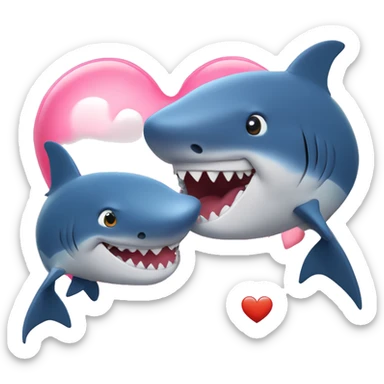 Une requin et un dauphin avec un coeur entre les deux sticker