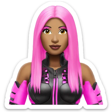 nicki minaj wearing an electronic cyber neon black and pink outfit head shot sticker