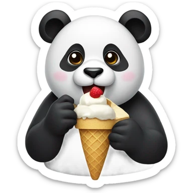 Panda eating ice cream sticker