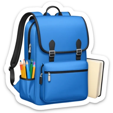blue school bag inside notebook pen sticker