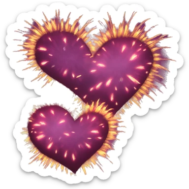 Heart shaped fireworks sticker