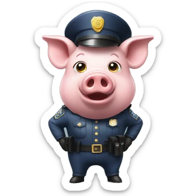 pig in police outfit shocked at jug projectiles sticker