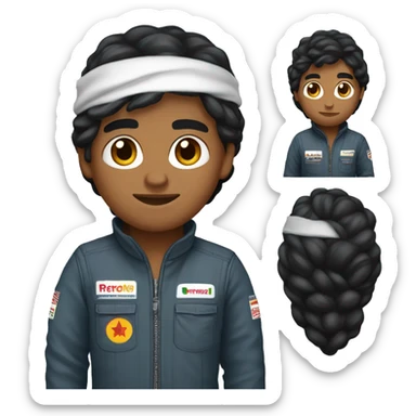 Indian with black hair in mclaren F1 overalls sticker