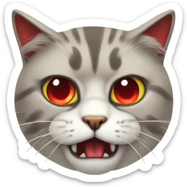 A very angry cat with red eyes sticker