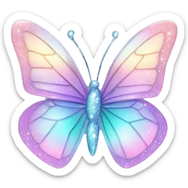 Pastel sparkly glittery iridescent glass crystal butterfly sticker