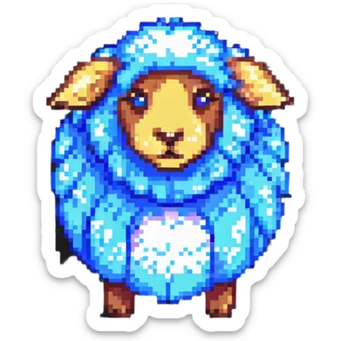 a fluffy sheep, pixel art style sticker