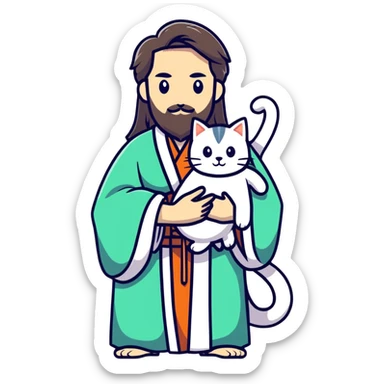 Jesus loves cats sticker