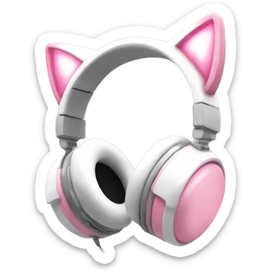 light pink and white cat ear gaming headphones sticker