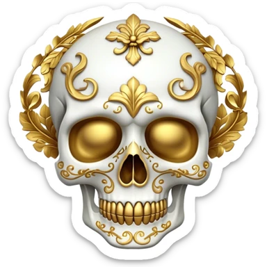 skull in gold and white sticker