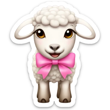 lamb wearing pink bow sticker