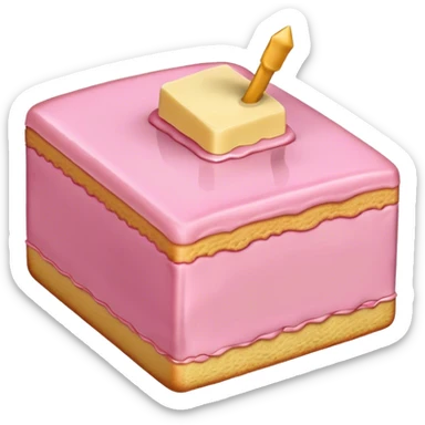 sweet simple slice of sponge cake, with pink frosting on top, pointing right sticker