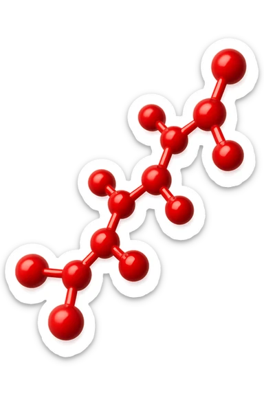 molecola chimica lunga rossa 3d sticker