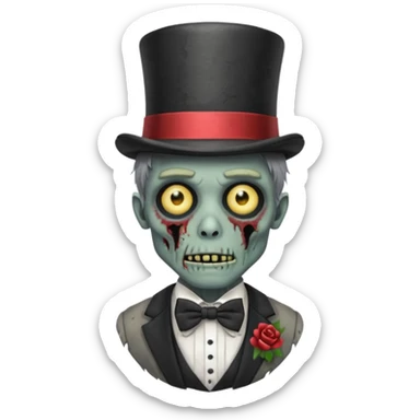 zombie with bow tie and top hat sticker