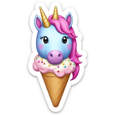 An ice cream with a pink unicorn holing a nuke  sticker