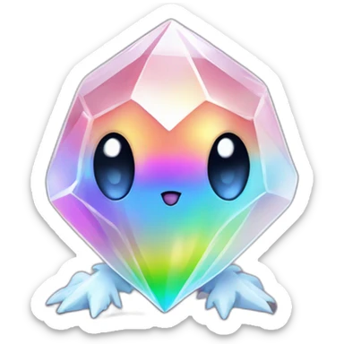 quartz crystal lbgt rainbow pokemon with eyes and legs sticker