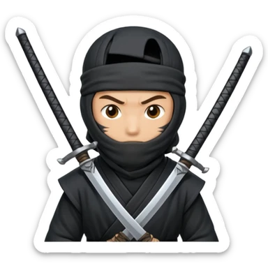 Ninja with two swords in two hands sticker
