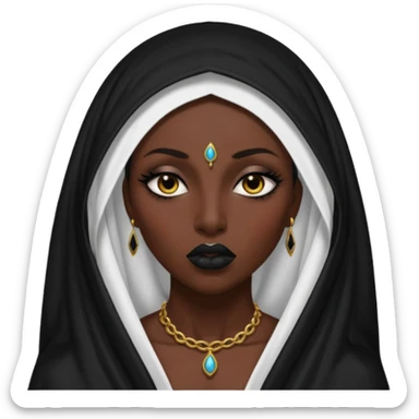 Priestess lifting black veil from her lips, blasphemous erotic energy sticker