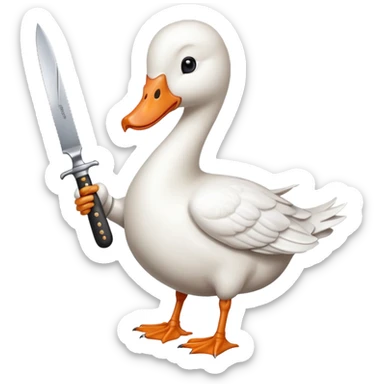 Duck holding knife but make it a white goose sticker