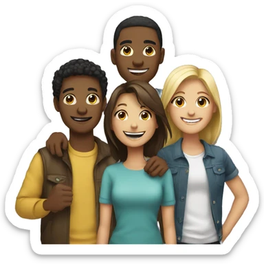 happy group of friends together sticker