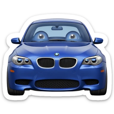 Pixar style 3D render of a cute, anthropomorphic dark blue BMW M5 E60 car. sticker