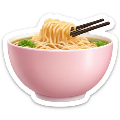 Ramen in a light pink bowl sticker