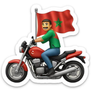 quelqu'un sur une moto avec le drapeau du Maroc derrière sticker
