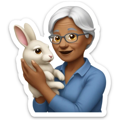 Grandmother with bunny rabbit sticker