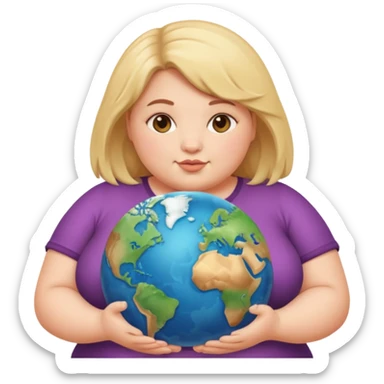 Fat girl holding the world sticker