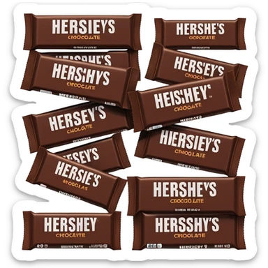cardboard box full of wrapped Hershey's chocolate bars sticker