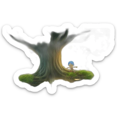 Plunge into the world of a magical water city in an old big tree sticker